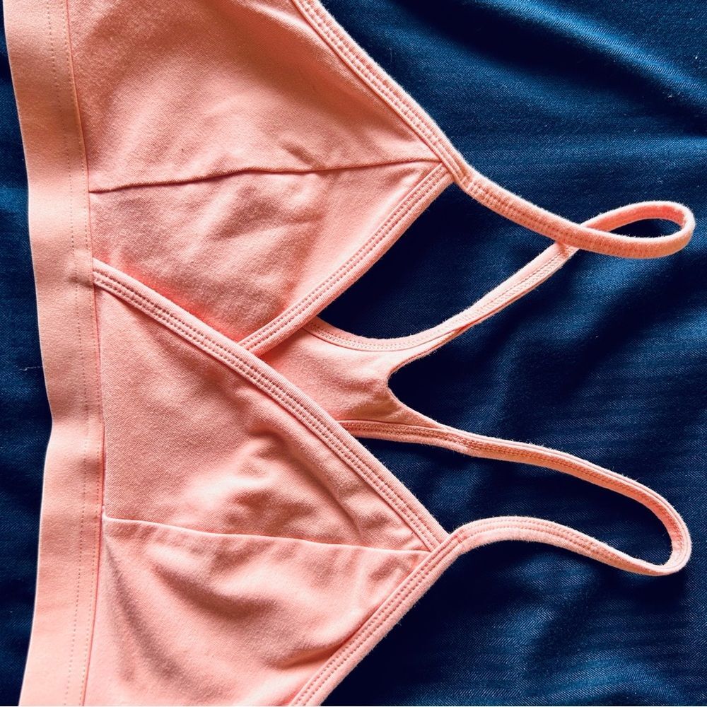 Fabletics Live-In Racerback Bralette, peach, size M